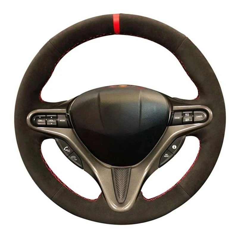 Car Steering Wheel Cover Black Suede Car Steering Wheel Covers For Honda Civic Civic 8 2006-2009 Old Civic 2004-2011 (3-Spoke)