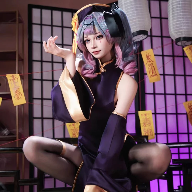 ميكوكو أرنب هول جيانغشي تأثيري شيونغسام زي هالوين أنيمي تشيباو مع بانت قبعة الجوارب الزي دور اللعب الطرف