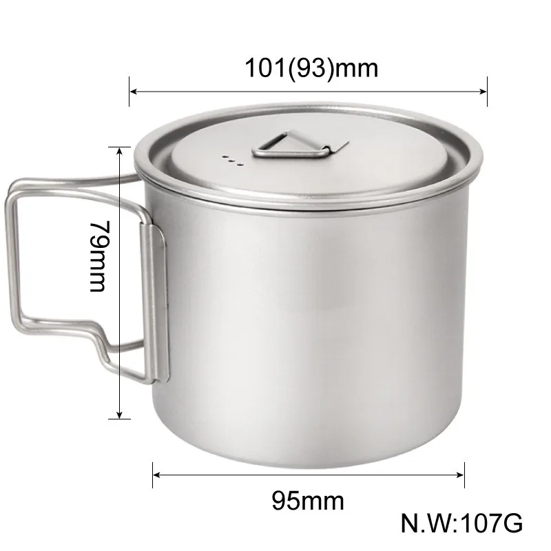 Camping Titan Tassen 450 ml 550 ml 650 ml 750 ml Ti Tassen Kochtopf Ultraleichter Klappgriff – Detail 9