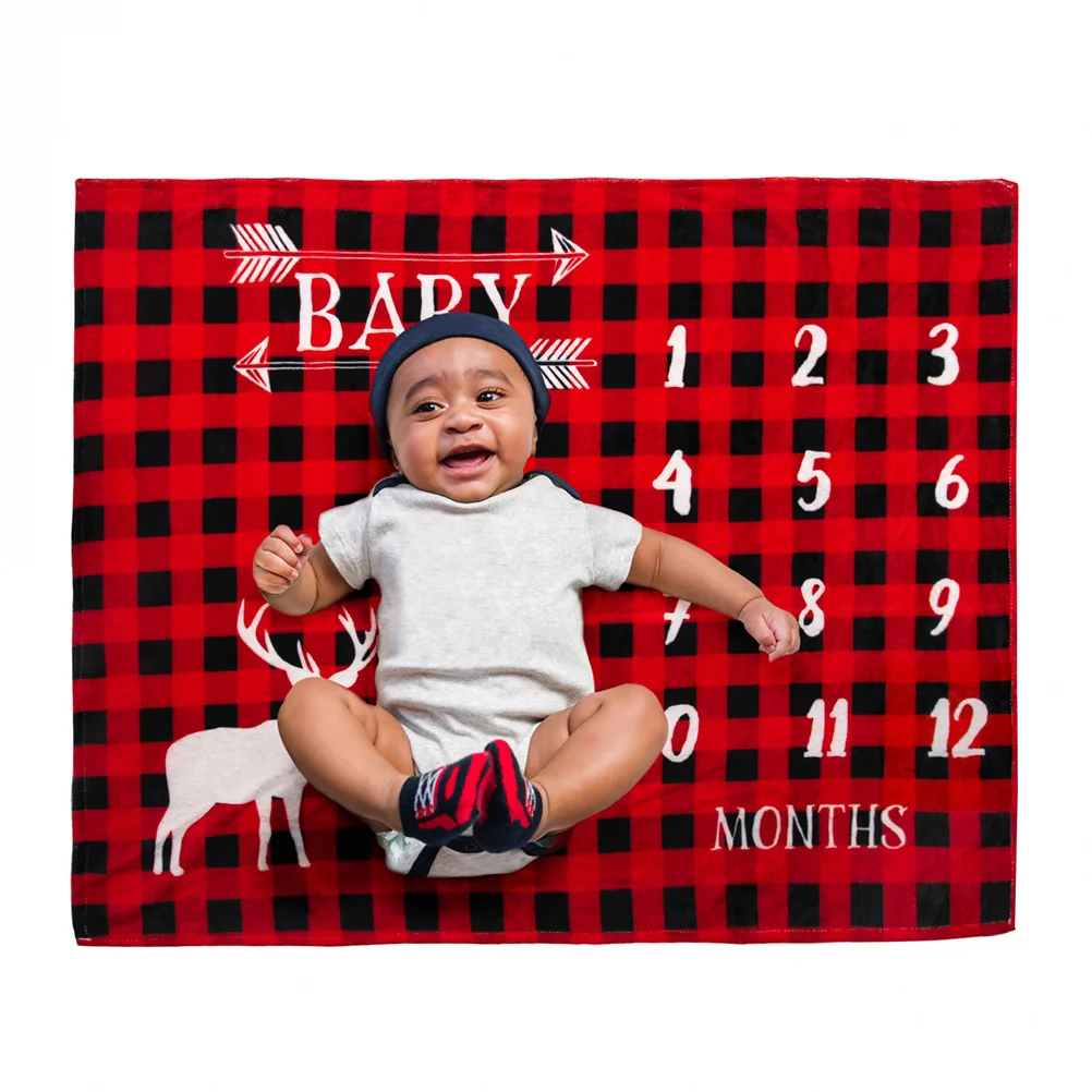 

Christmas For Baby Newborn Photography Deer Pattern Soft Cotton Mat Sleeping Pram Cot Use Toddlers Blanket Baby Photo