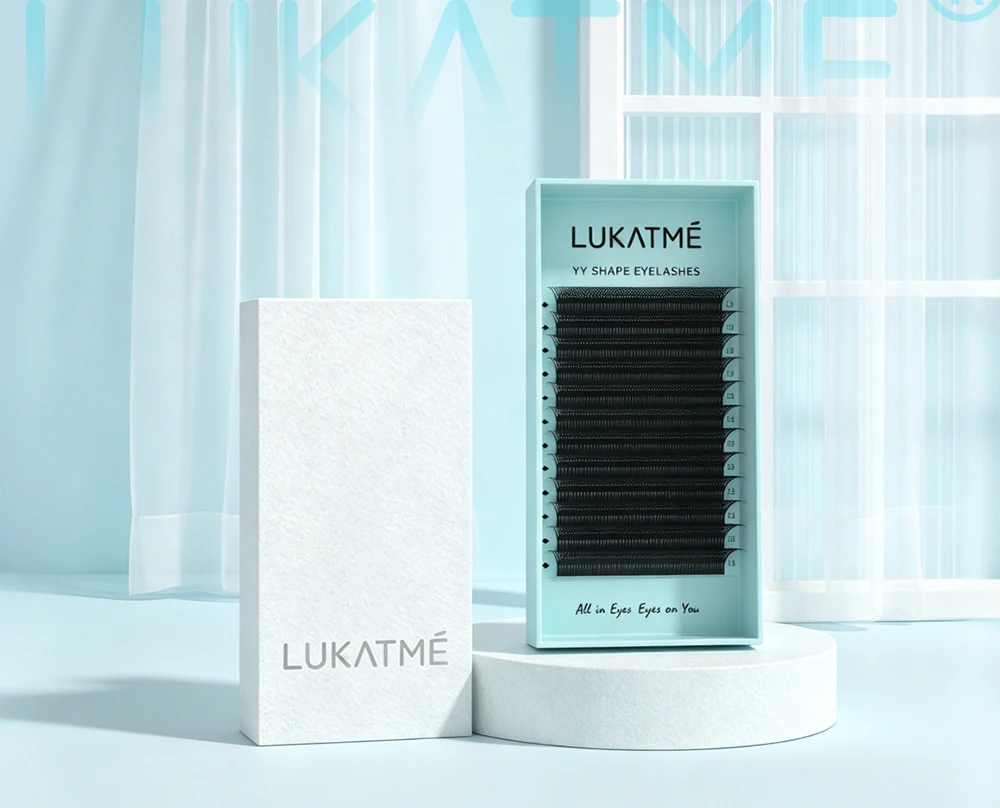 LUKATME YY Wimpernverlängerung 12 Reihen Matt Schwarz C/D Curl 8-15mm Zwei Spitzen Y-Form Künstliche Wimpern Schnelle Anwendung YY Wimpern zum Üben – Detail 1