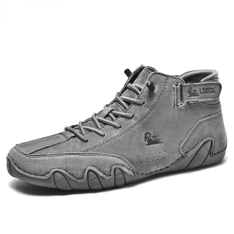 Leather Casual Sneakers For Men 2025 New High Top Men Boors Motorcycle Shoes Luxury Loafers Footwear Shoes Chaussure Homme
