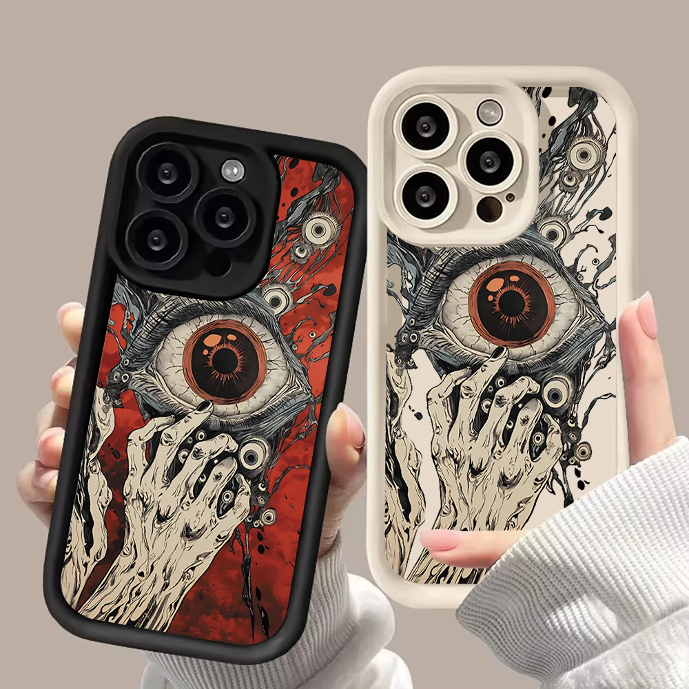 For Funda iphone 16 15 14 12 11 13 Pro 15 Pro 16 Pro Max X XS XR Max XR SE 2022 7 8 Plus Spooky Scary Red Eye Phone Case  Cover