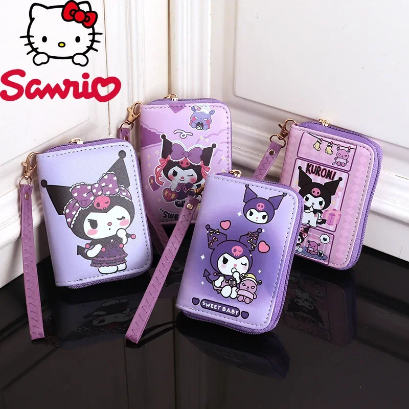 Sanrio Kuromi New Coin Purse Cartoon Cute Girl Wallet Fashion Trend Portable Short Coin Purse Multiple Card Slots Large Capacity