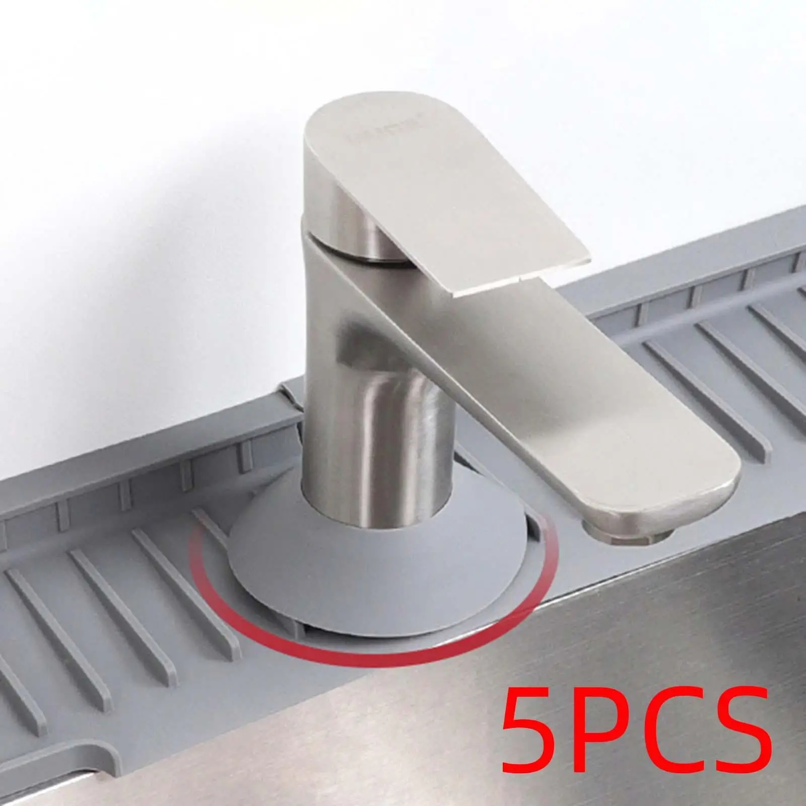 

5Pcs Faucet Splash Guards Slope Design Silicone for Kitchen Home