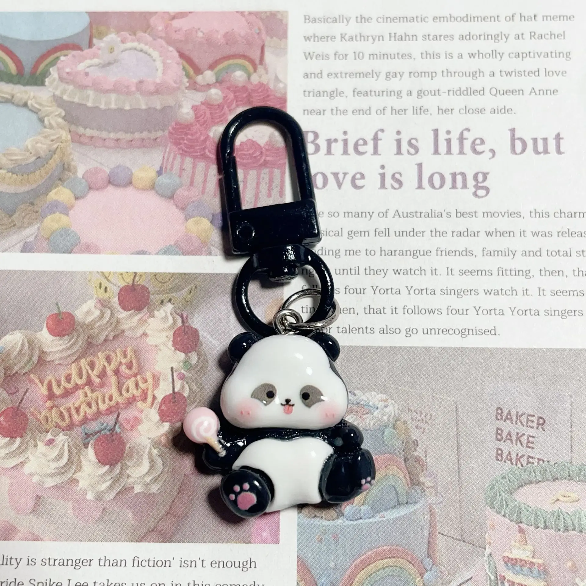 30pcs/set New Cute Cartoon Couple Panda Keychain Pendant Car Bag Key Chains for Women Jewelry Gift