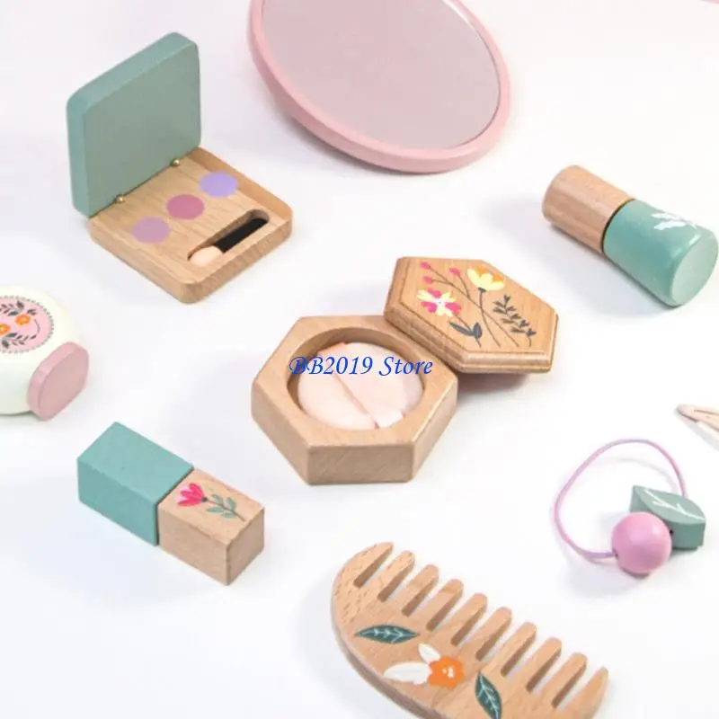 Conjunto maquiagem para brincar simulação com espelho ferramentas cosméticas para meninas 3 anos mais