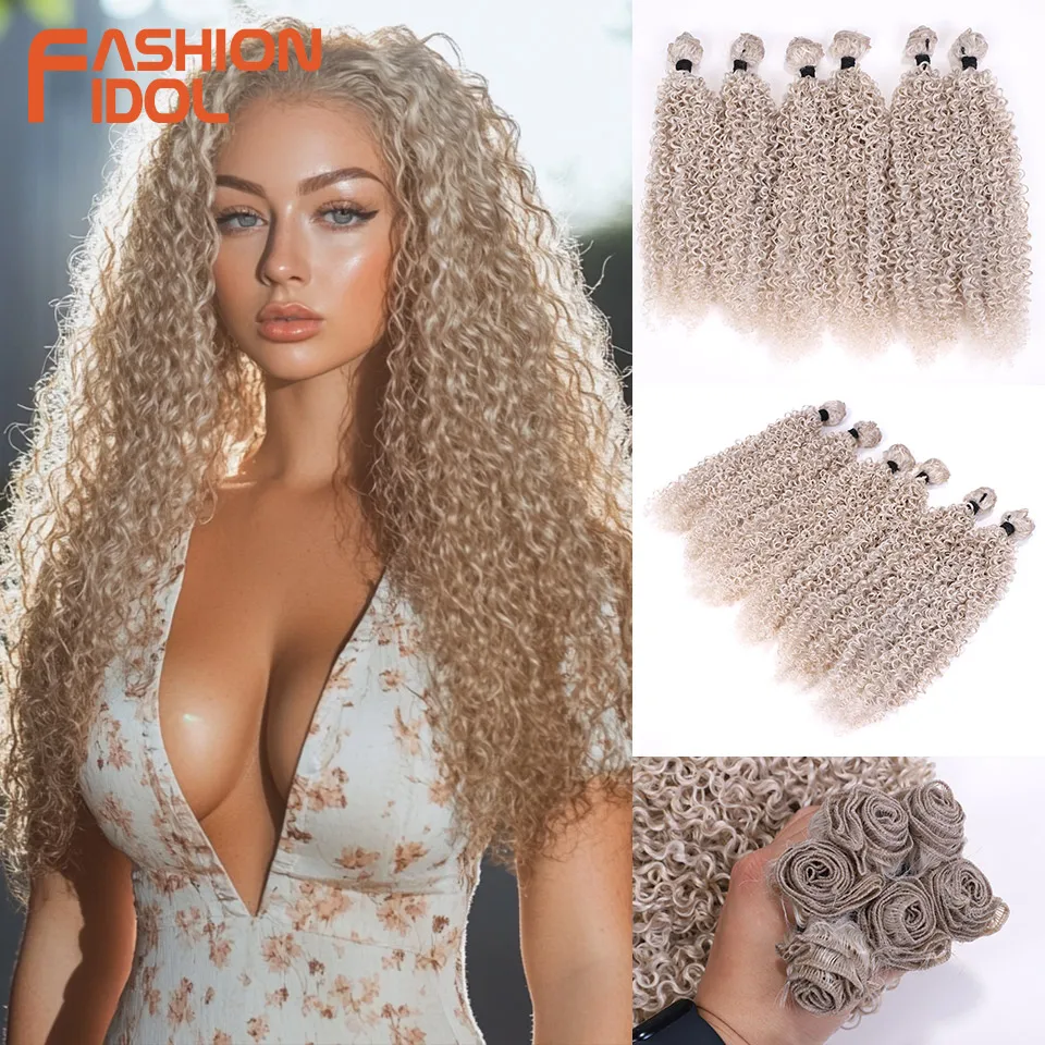

FASHION IDOL 10 12 14 дюймов афро странные вьющиеся волосы синтетические 260 г/6 шт. пучки волос плетение блондинка глубокая волна твист наращивание волос
