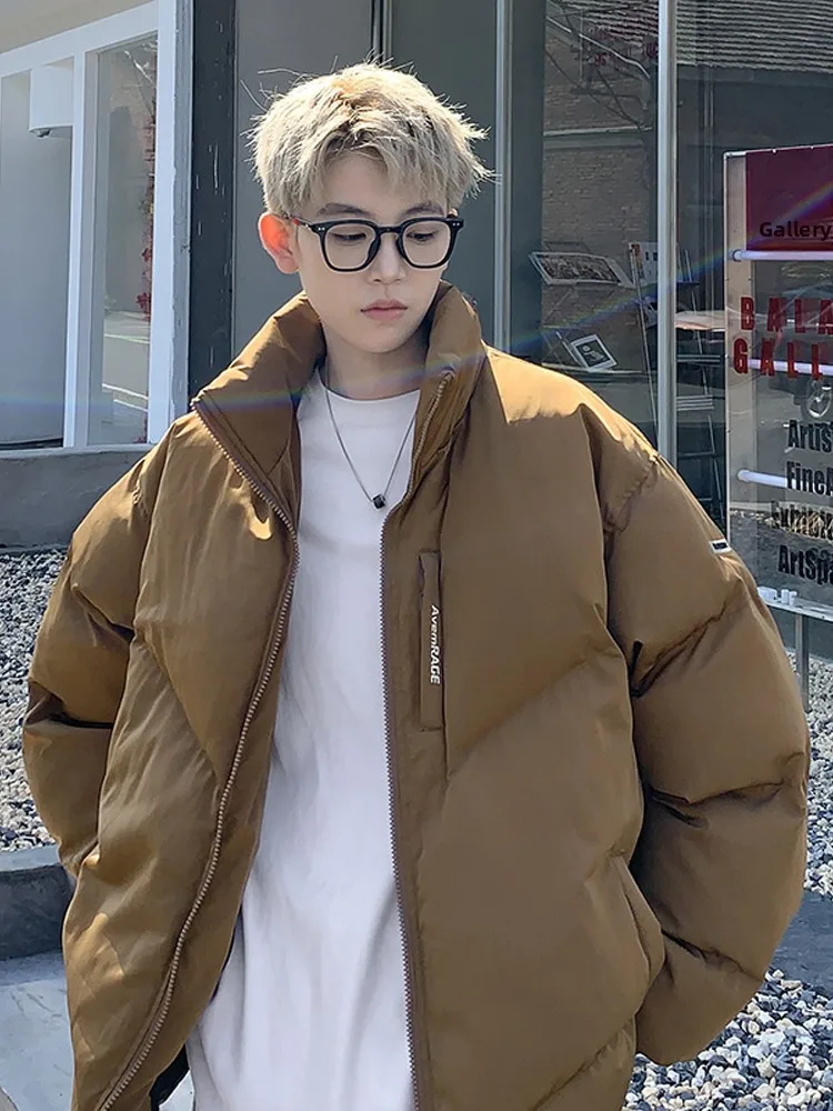 

American Retro Men's Cotton Jaet Autumn Winter New Sle Versatile Bread Coat Pure Color High-End Feeling Upper Body