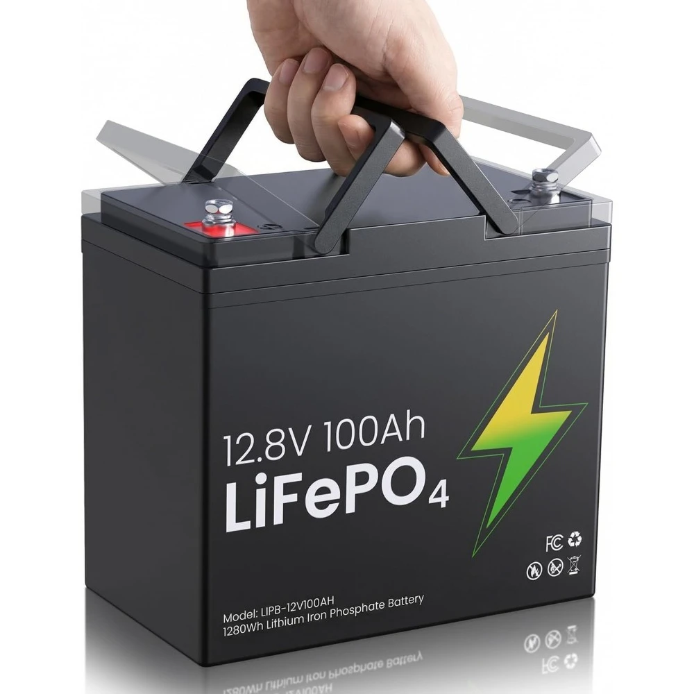 

12V 100Ah LiFePO4 Battery 1Pack with 100A BMS, Low-Temp Protection 16000+ Cycles Lightweight Marine Battery Perfect for Trolling