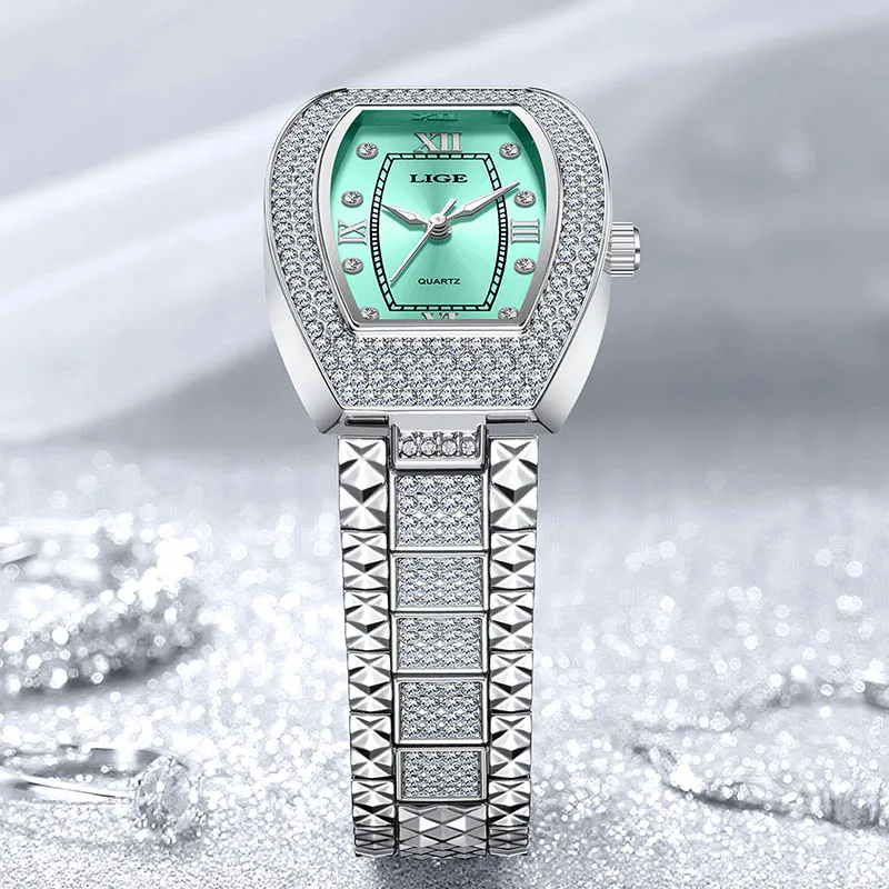 LIGE Casual Women's Quartz Wristwatch Elegant Fashion Waterproof Square Watch Women Creative Steel Sports Watches Gift For Women