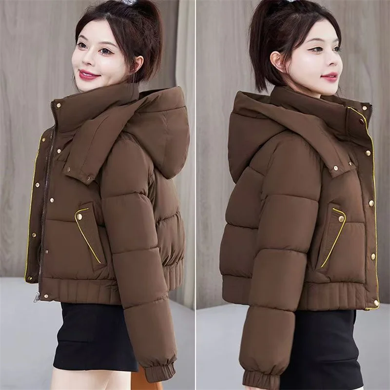 La chaqueta acolchada de algodón de plumón de moda en otoño invierno 2024, abrigo corto holgado acolchado de algodón para invierno, abrigo nuevo corto