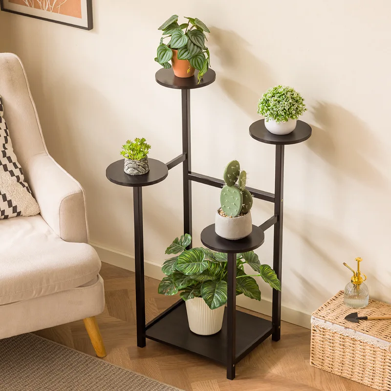 Light luxury style multi-layer bamboo flower rack, multi support plant rack, decorative flower pot rack, living room bonsai rack