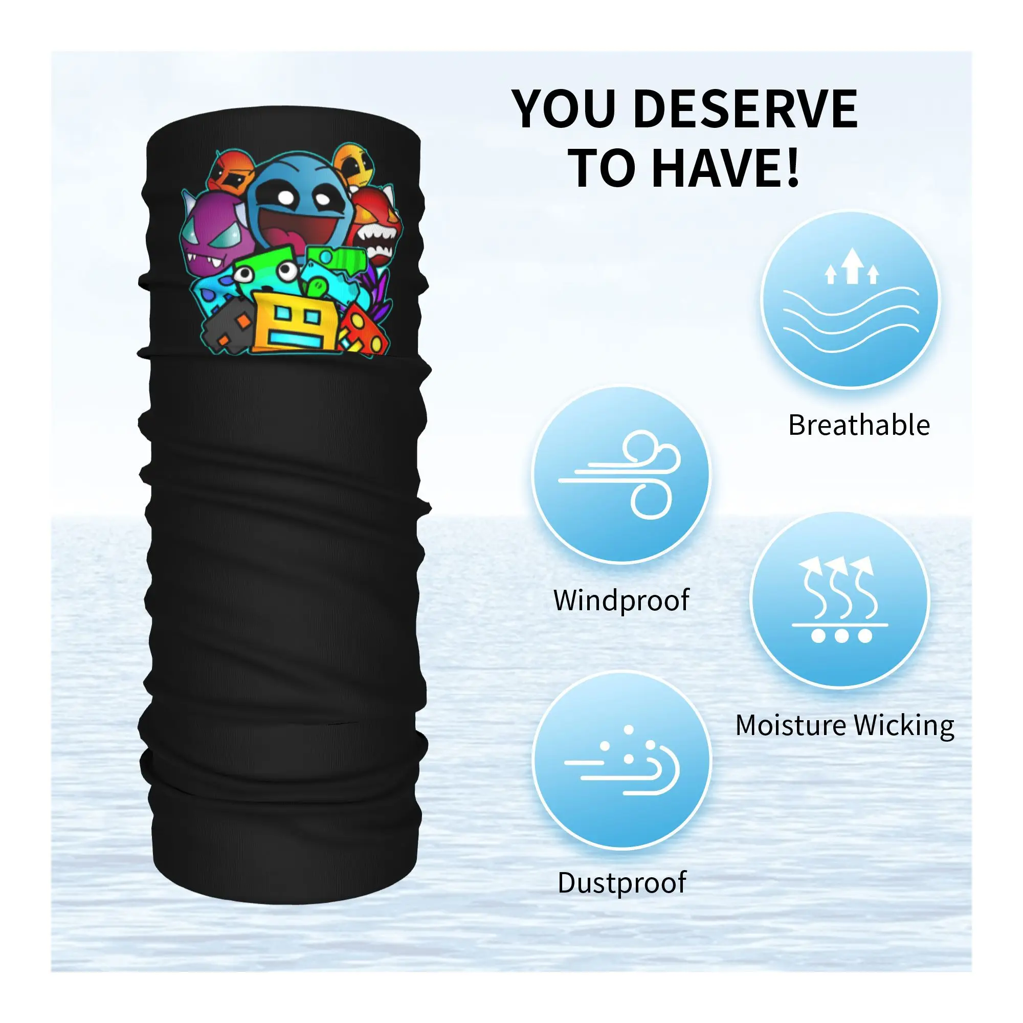 geometry dash old school gaming Bandana Neck Cover Printed Mask Scarf Multifunction Face Mask Riding Unisex Adult All Season