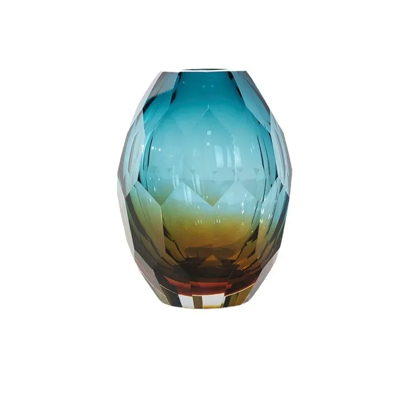 

Modern light luxury art diamond cut crystal vase, living room dining table high-end glazed vase ornament