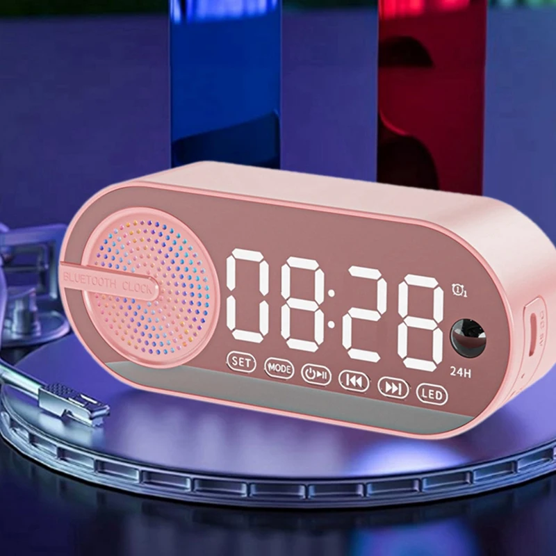 Nieuwe digitale wekker Bluetooth-luidspreker, draagbare luidspreker en FM-radio, kleine tafelklok met alarmen voor zware slapers