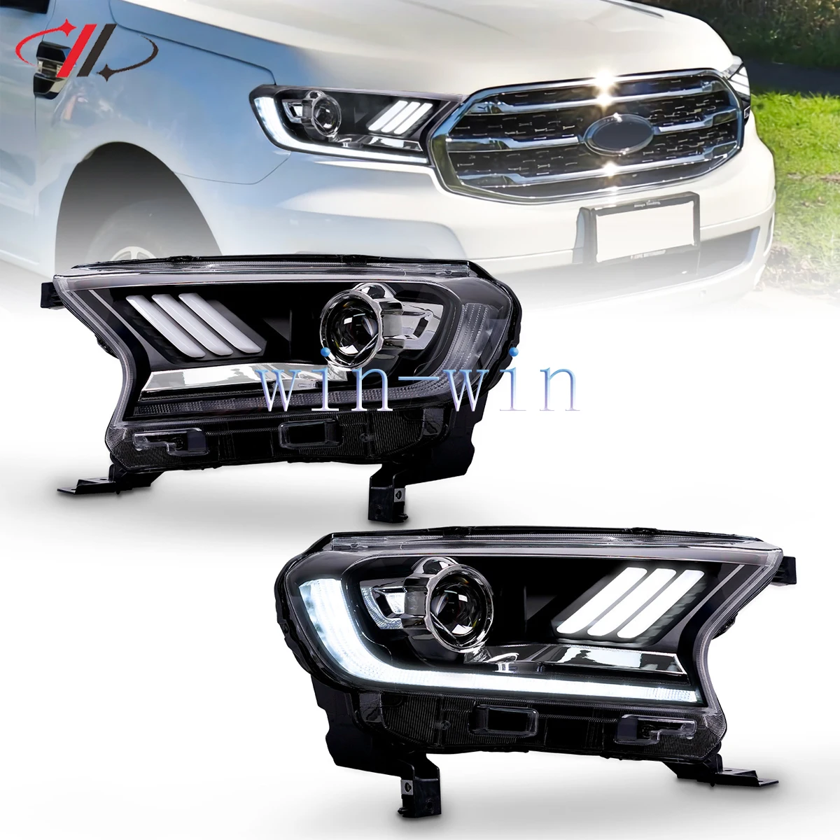 

Automobile Lamp For Ford Ranger 2015-2020 Headlights Assembly Modified Project Lens LED Mustang Dynamic Daytime Running Lights