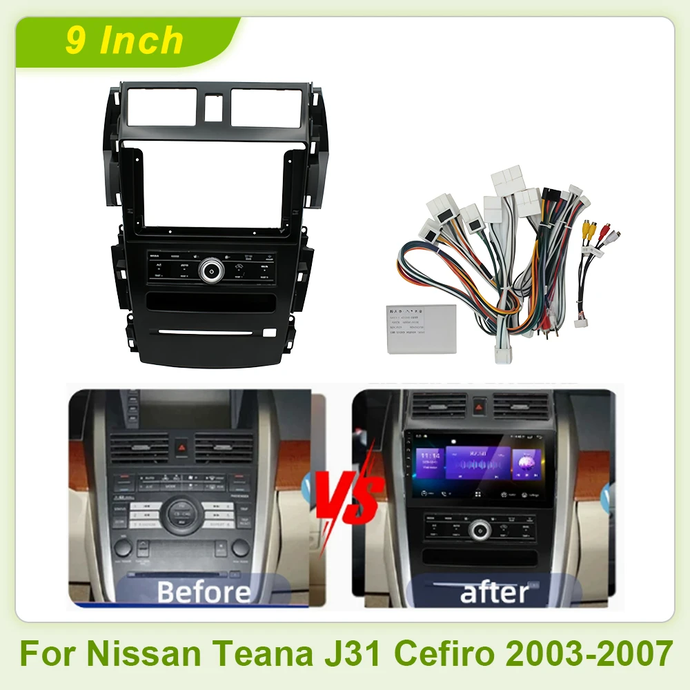 9'' For Nissan Teana J31 Cefiro 2003-2007 2DIN Car Frame Fascia Adapter Canbus Box Decoder Android Radio Dash Fitting Panel Kit
