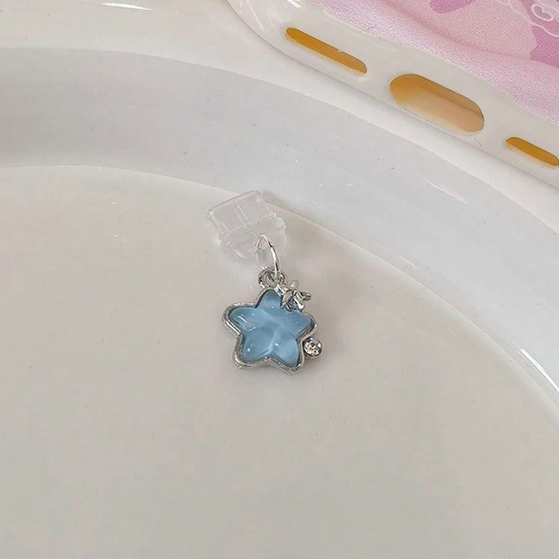 Cute Diamond Star Shaped Phone Anti Dust Plugs Charging Port Protector Stopper Cap Covers For iPhone Micro USB Jack Type C Plugs