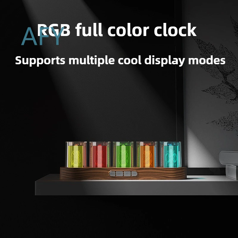 RGB Simulate Glow Tube Clock for LED Digital Table Clock for Home Decor for Living Room Bedroom Desk Decor for Creative