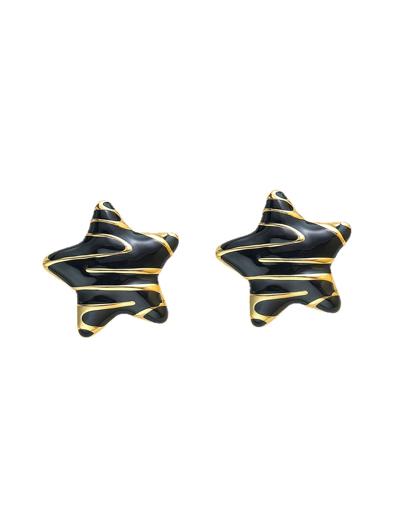 

Elegant Stainless Steel Stud Earrings, Asymmetrical Design, Casual Style, All Seasons Wear, Fashionable Star Pattern