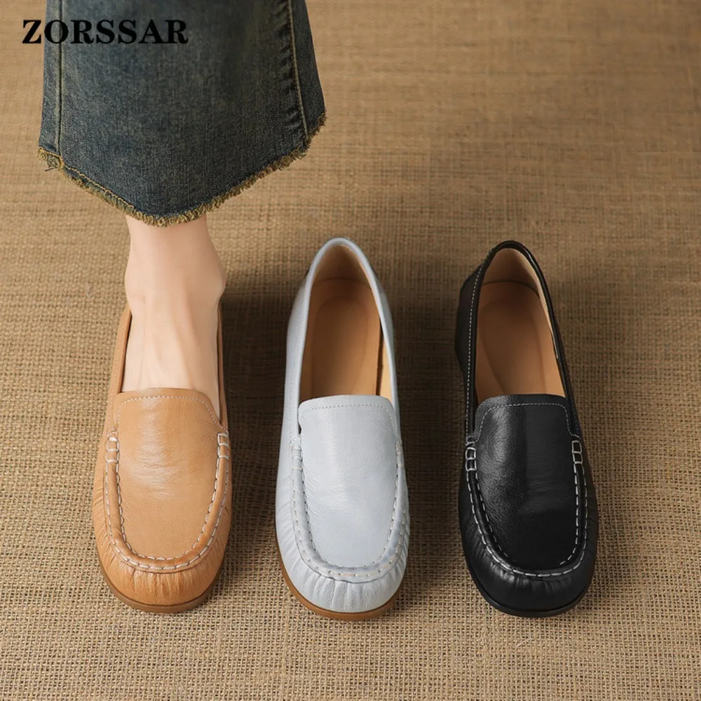 

Women's Ruched Soft Sole Loafers Genuine Leather Slip on Lightweight Comfortable Casual Daily Office Walking Ladies Flats Shoes