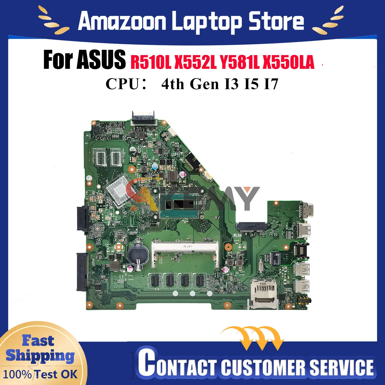 

X550LA Материнская плата для ноутбука ASUS VivoBook X550LN X550LC R510L X550LD X550L X550LB Y581L X552L Материнская плата с процессором I3 I5 I7 stk