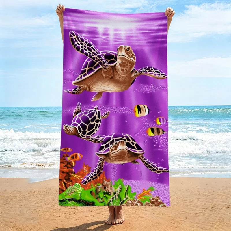 Newest Realistic Blue White Seashell Starfish Pebble Print Microfiber Beach Towel Coastal Vacation Towel Quick Dry Towel