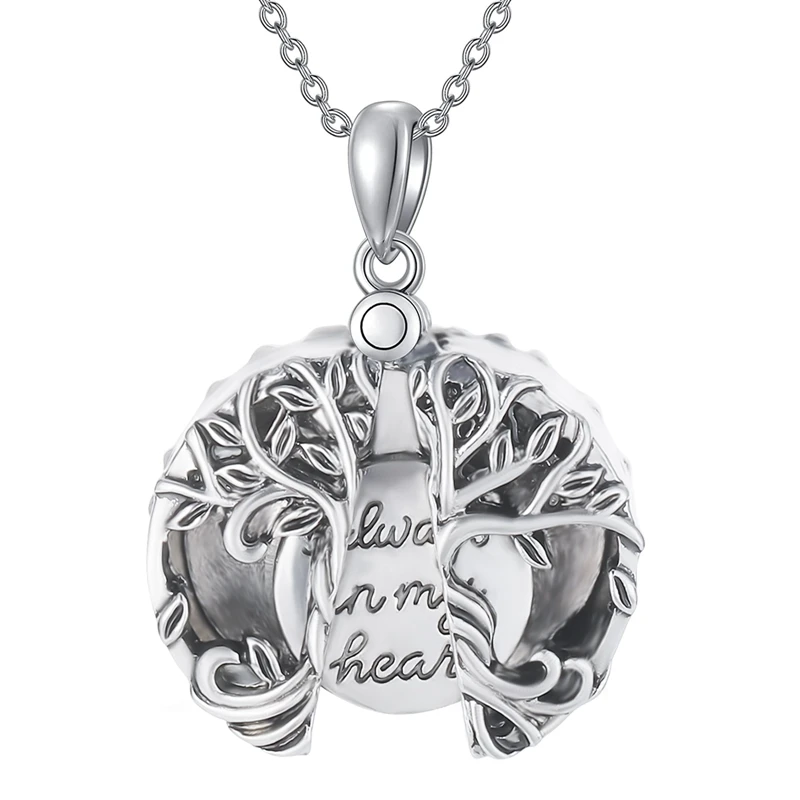 You always in my heart Open Locket Tree of Life Pendant Necklace Jewelry Memorial Keepsake Ash Holder Retro Siliver Necklace 