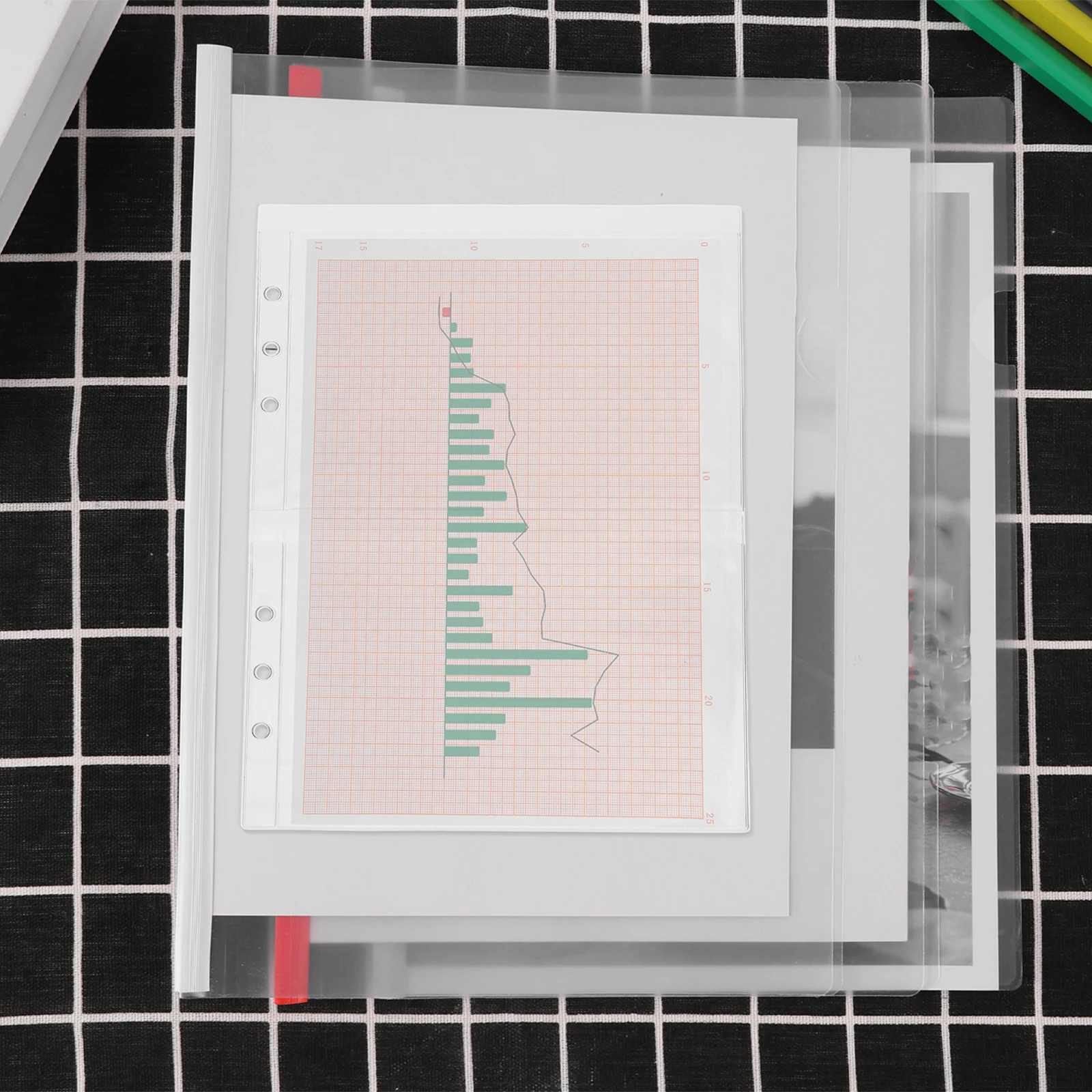 

Receipt Storage Bag Binder Pockets for 6 Plastic Folders Transparent Pouch