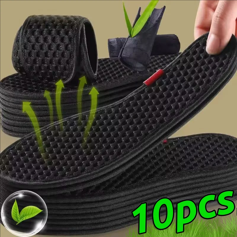 Plantillas desodorantes de carbón de bambú para hombre y mujer, almohadillas de malla transpirables para absorber el sudor, plantilla suave absorbente de golpes, accesorios para zapatos