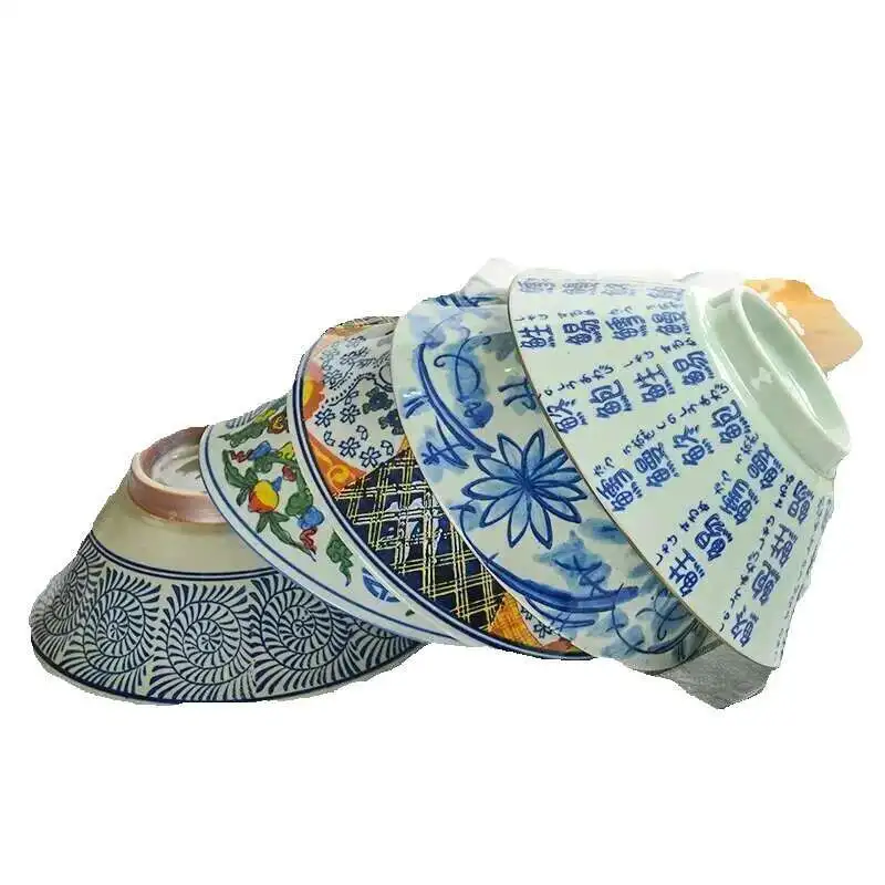 

San Fen Shao Japanese Sty Large Bowl Restaurant Hotel Trumpet Capacity Inch Underglaze Color Commercial Ceramic Nood