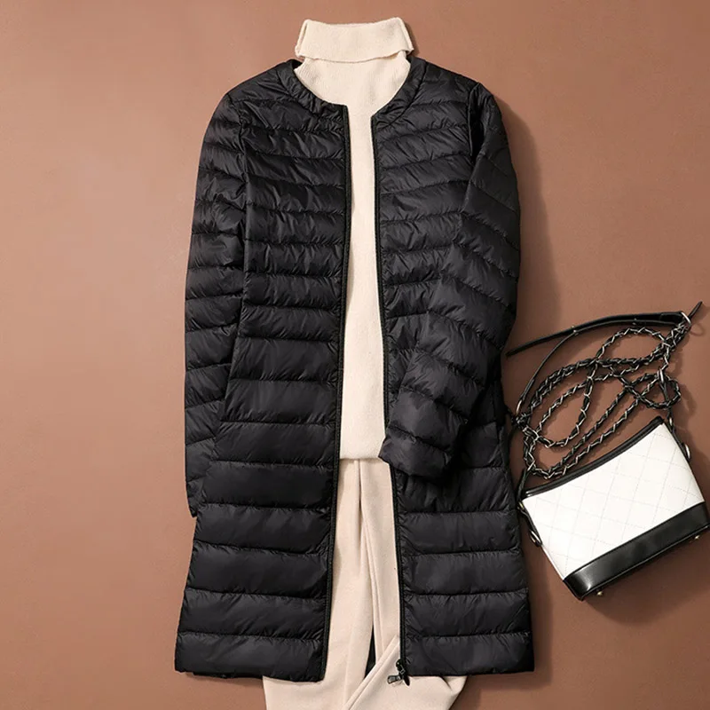 SEDUTMO chaquetas de plumón de pato de invierno para mujer abrigo ultraligero largo Casual ajustado negro Parkas de otoño ED2070
