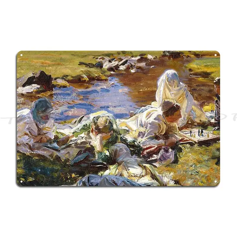 Bedouins By Sargent Casbah Art Oriental Style Peasant Woman During Harvest Break  Metal Sign Designer Classic Tin Sign Poster