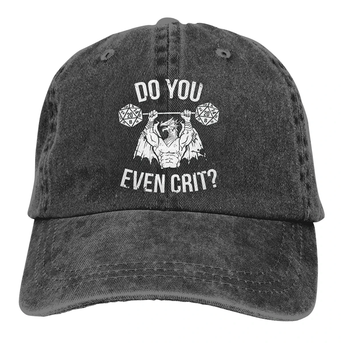 Casquette de baseball "Do You Even Crit" pour homme et femme, motif prairie, swole'd, dragon, la science des dés à 20 faces, couleurs, été