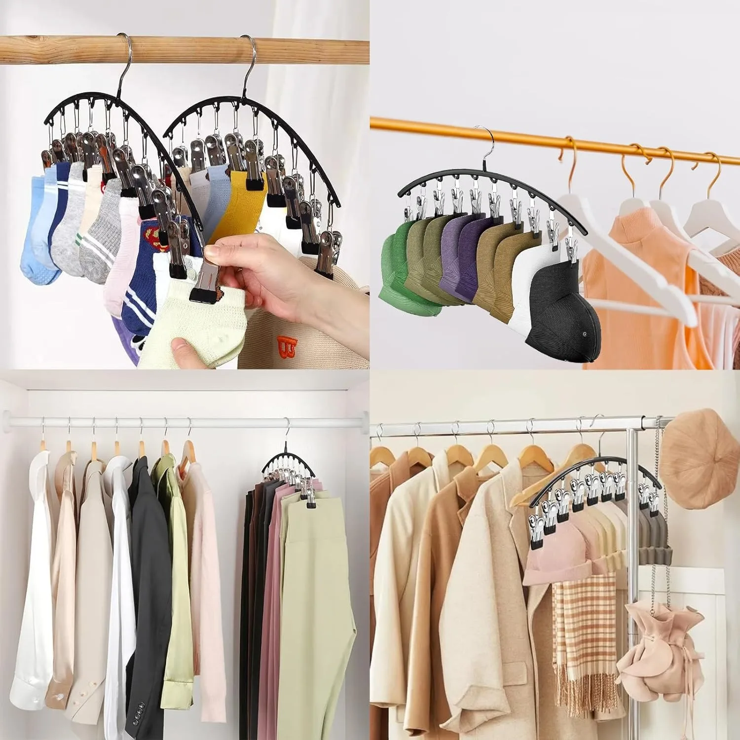 1 Pc Clothes Hanger with 10 Clips Laundry Drying Rack , Clothes Drying Rack Stainless Steel Sock Hangers Windproof Clip and Drip Hanger for Drying Socks, Bras, Towel, Underwear, Baby Clothes