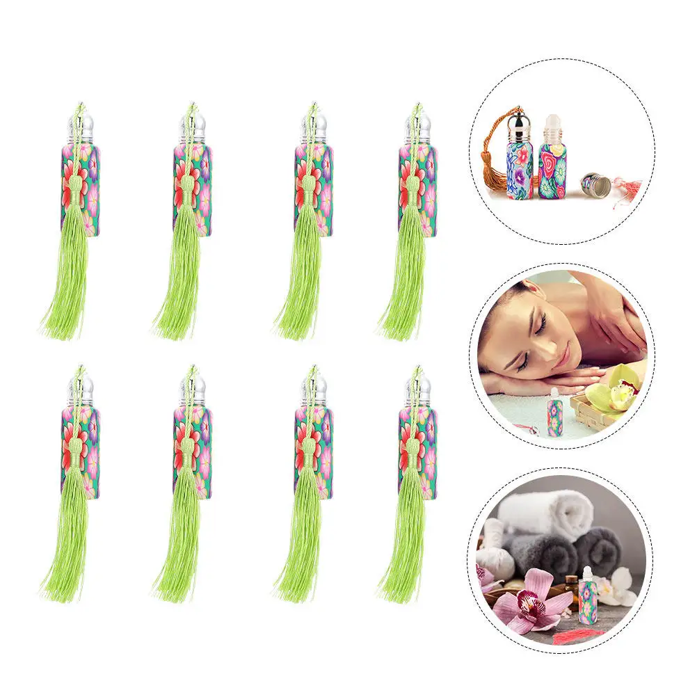 8Pcs Matte Essential Oil Roller Bottles Leakproof Refillable Glass Roll-on Bottles for Travel Perfume DIY Blends Skin Care