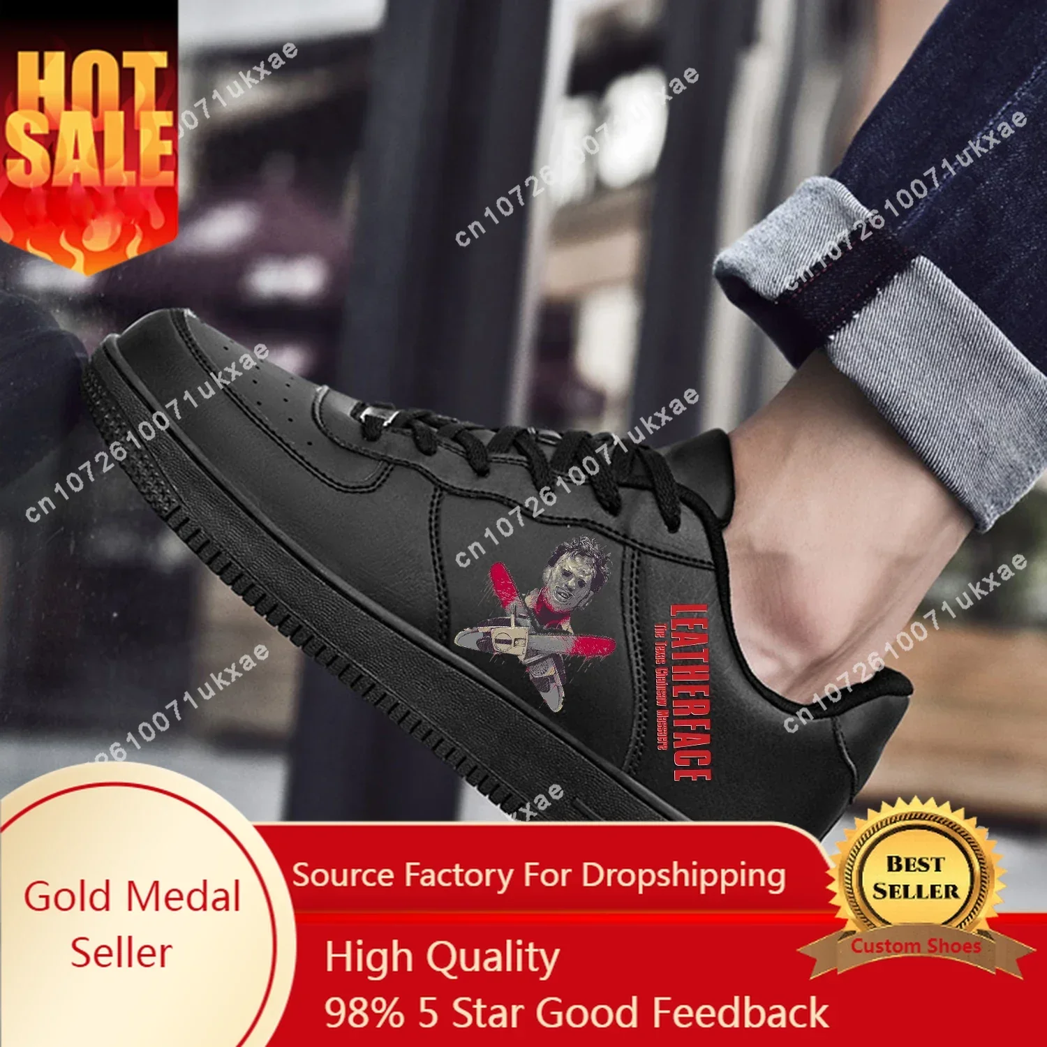 

Texas Chainsaw Massacre Leatherface AF Basketball Mens Womens Sports High Quality Flats Force Sneakers Lace Up Mesh Custom Shoe