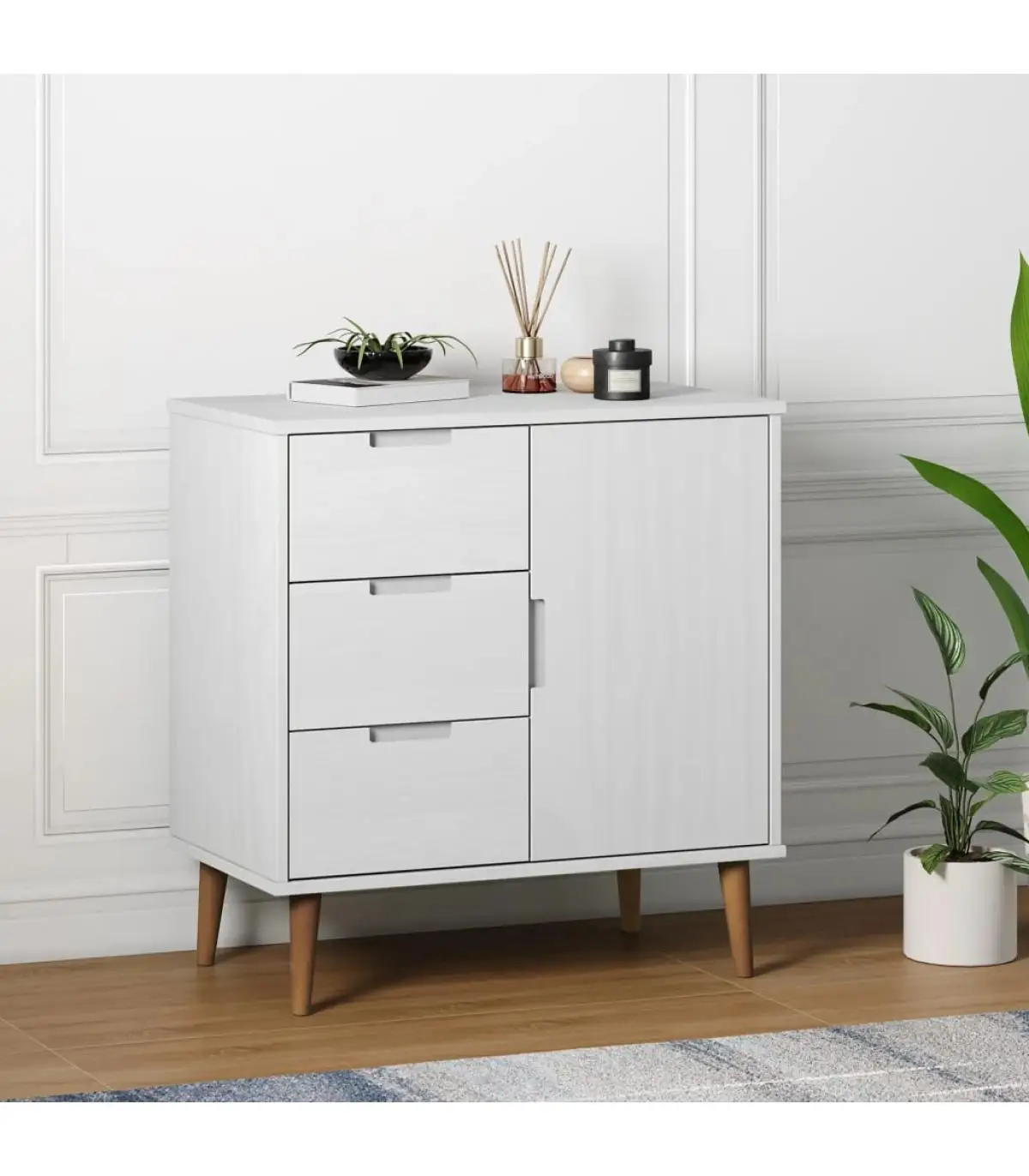 76,5x40x80 cm White Pine solid wood sideboard