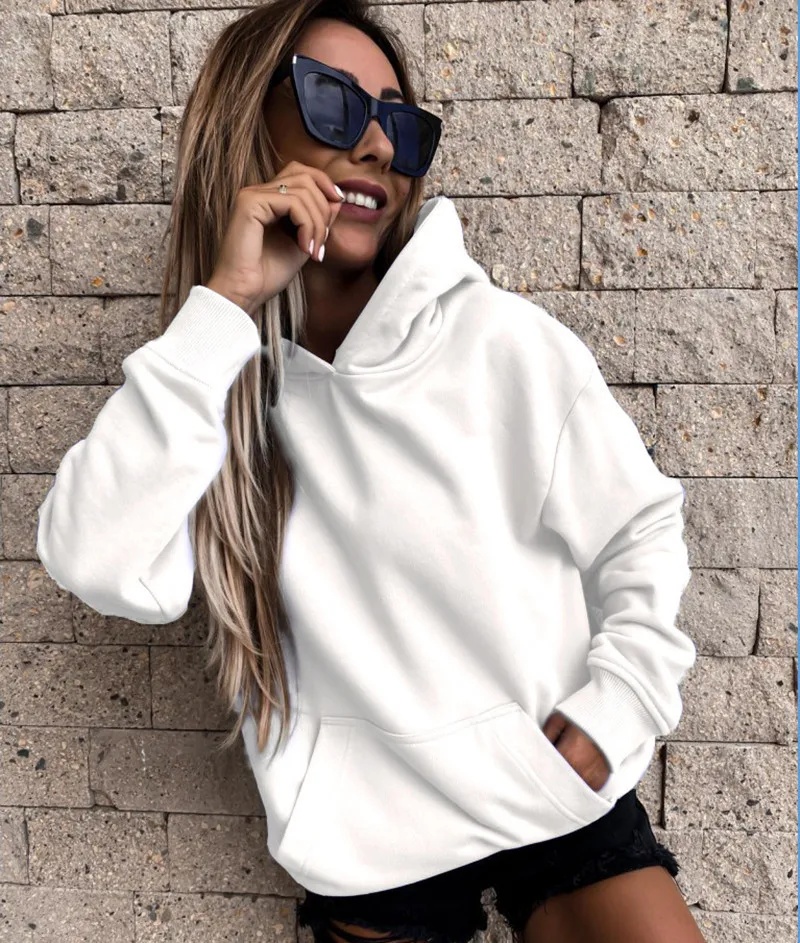 

Women's 2023 Autumn and Winter Women's New Tops New Loose Long-sleeved Solid Color Pullover Sweatshirt for Women