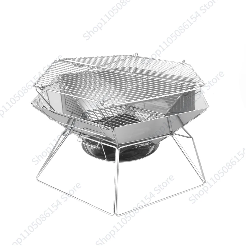 

Portable Wood Stove Brazier Camping Fire Wood Heater Folding Hike Barbecue BBQ Grill Stand Outdoor Camping