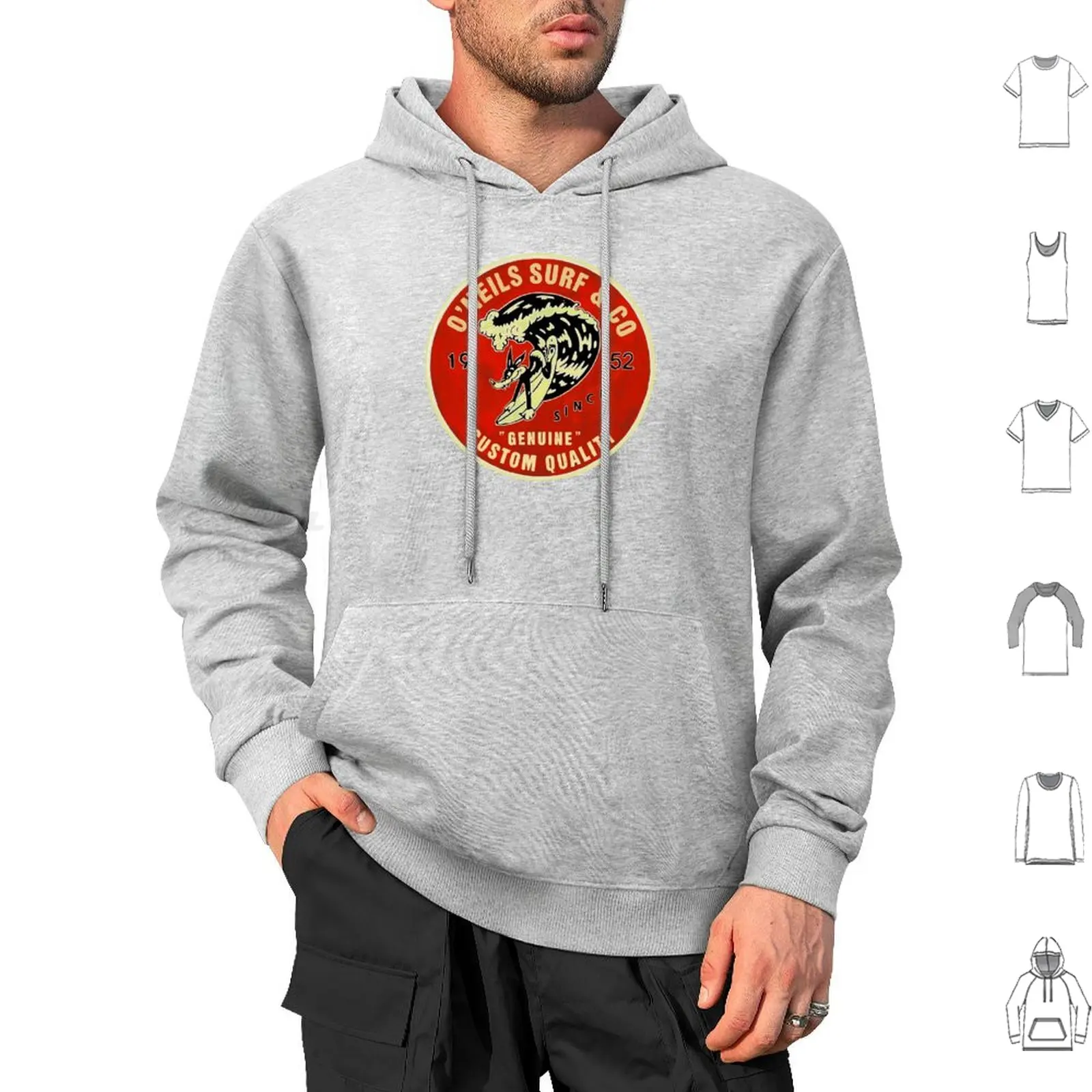 Oneils Surf And Co. Vintage Style 1950’s Surfing Dawg Longboard Logo California Hoodies Long Sleeve Surfing Surf Surfers