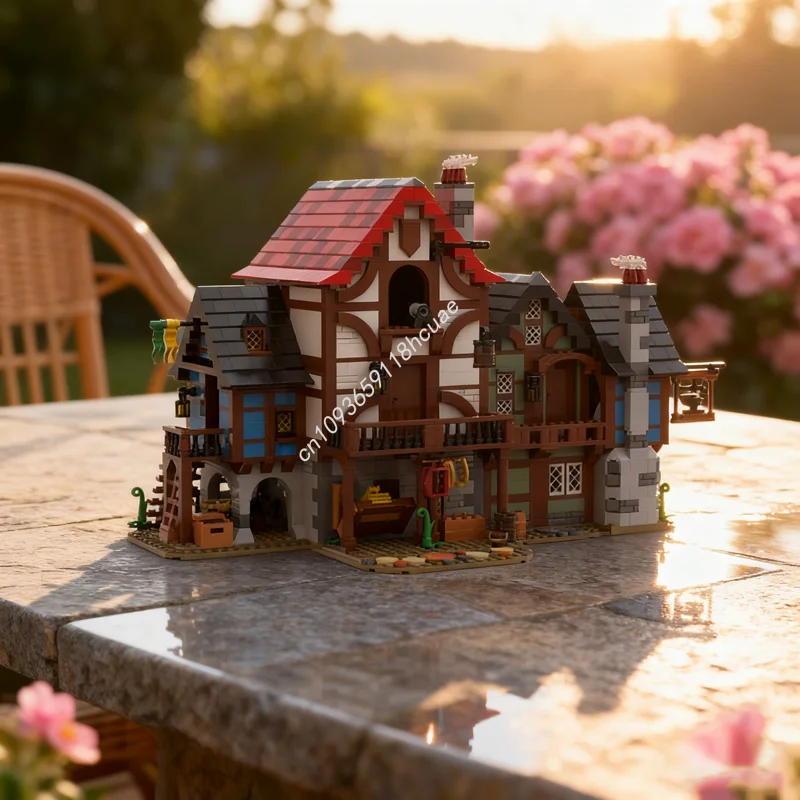 

2421 шт. MOC, средневековая аллея, комплект замкнутых моделей, строительные блоки, игрушки, архитектура, Рождественский подарок, сборка, сделай сам, образовательный кирпич