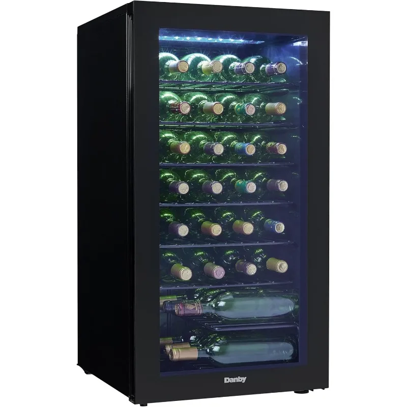 6, 3.3 cu Ft Free Standing Wine Cooler, Detém 36 Garrafas, Zona Única Bebidas Refrigerador com Porta de Vidro, Beverage Chiller