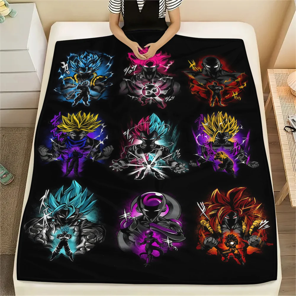 Dragon Ball Z Print Flannel Blanket, Warm for Sofa Bed Chair Picnic Travel, Bedroom Decorative Home Throw -HE12
