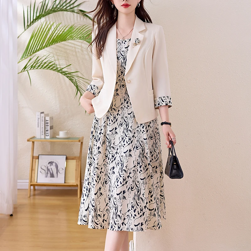 YZJNH 2026 Spring/Autumn New Small Fragrant Style Suit Set Dress Women's Wear Two Piece Set Dress Large Size Dress Women's