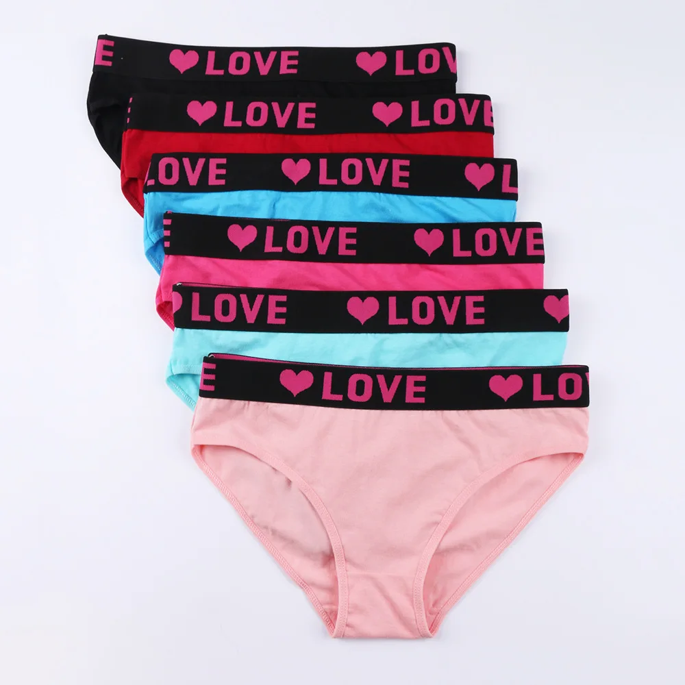 3PCS Girl\'s Low Waist Briefs Women\'s Love Letter Printing Underwear