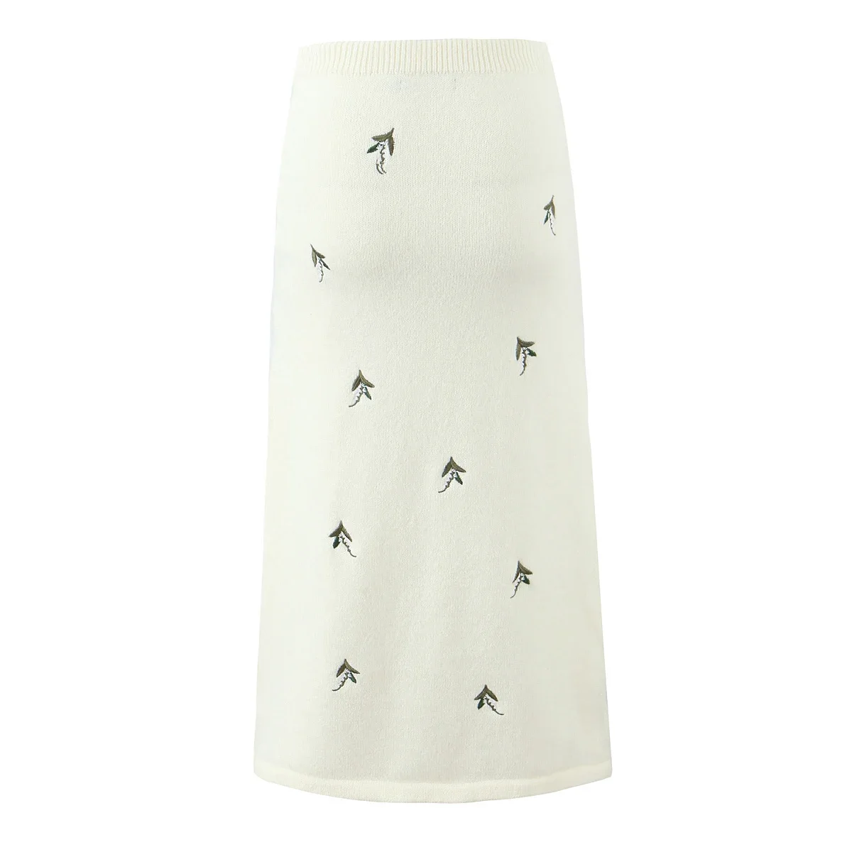 2025 sexy elastische taille borduurwerk bloemen gebreide kokerrokken herfst winter vrouwen skinny pakket heupen maxi lange rokken