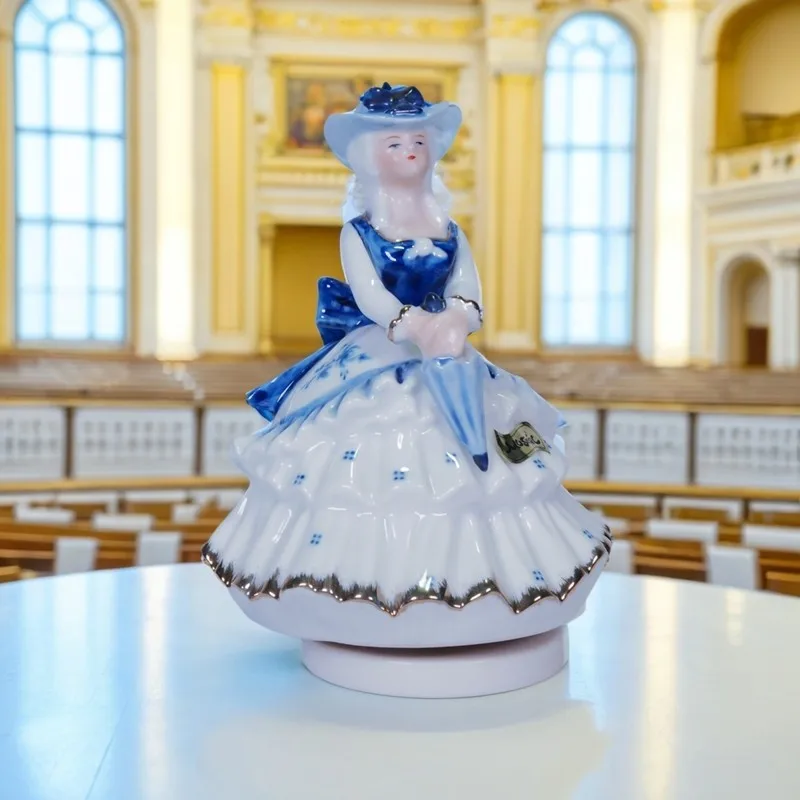 Merchandise Ornament Antique Music Box Porcelain Ceramic Music Box Mechanical Clockwork Rare Gifts Nostalgic Soft Clothing Old T