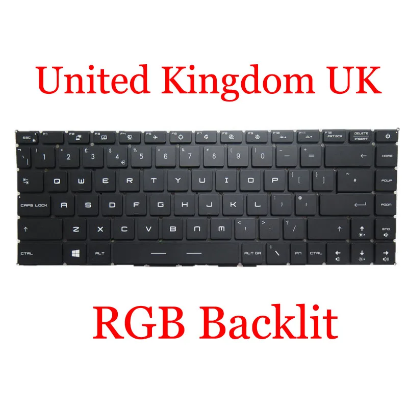 Per Key RGB/RGB/No Backlit UK US Keyboard For MSI Vector GP66 HX 12U 12UGS 12UH 12UHS United Kingdom UK English US Black New